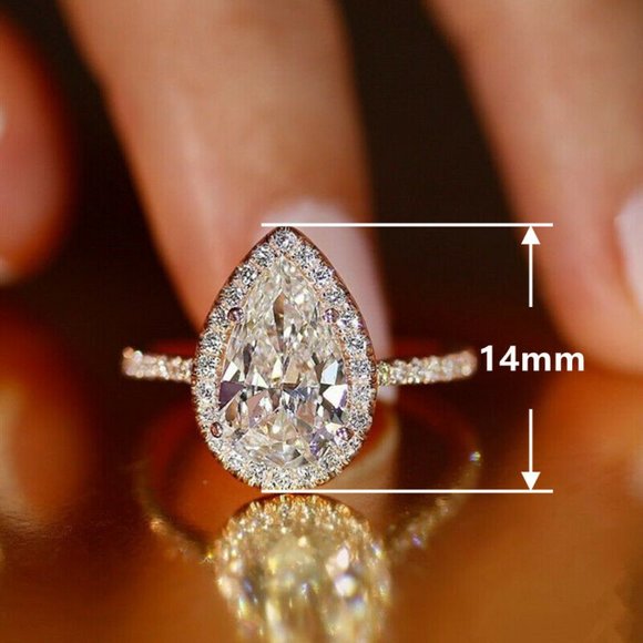 925 Silver Pear Cut White Sapphire Ring - Picture 2 of 3